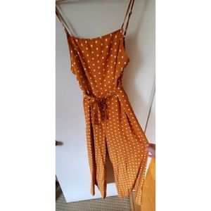 Long orange polka dot romper/jumpsuit size XL